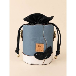 Elaine Medium Blue & White Bucket Bag | LEBEN